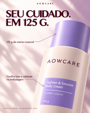 Card Aowcare: conteúdo de 125 g, lote, validade e conservação conforme a embalagem. Mockup ilustrativo.